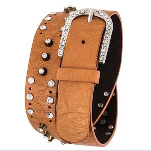Camel Bling Crystal Vegan Leather Belt
